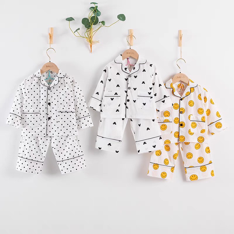 Bộ Đồ Ngủ Pijama Dài Tay Họa Tiết Dễ Thương Cho Bé B23