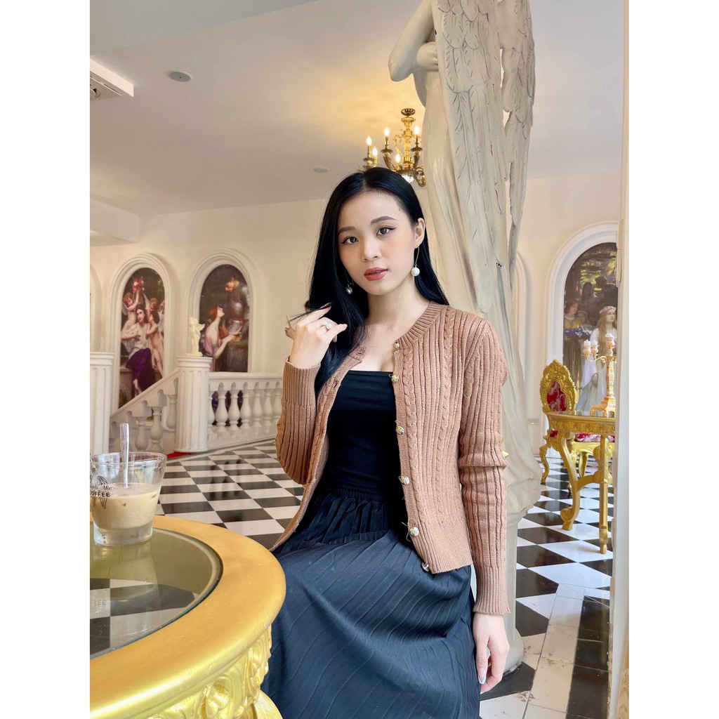 Áo khoác nữ cadigan dáng ngắn cúc tròn/áo khoác nữ mùa đông UP TO SECONDS E10211-To1445
