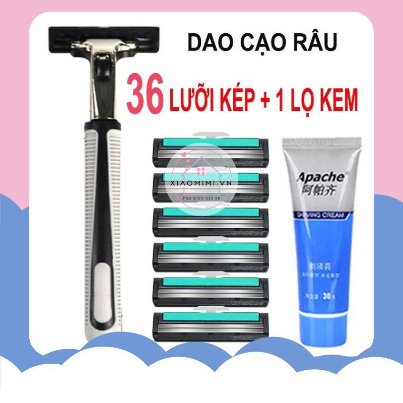 Dao cạo râu set dao cạo râu 36 lưỡi, bộ dụng cụ cao dâu cầm tay tặng kèm 1 tuýt kem XIAOMIMI.VN 3406215108