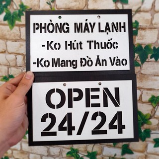 Bảng gỗ mẫu open 24/24 - mở cửa