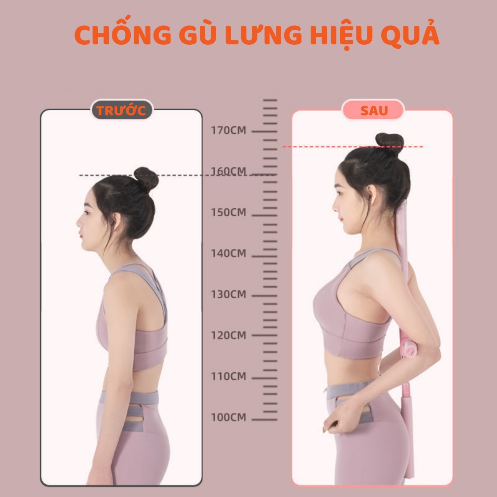 Gậy Tập Yoga, Tập Lưng Vai Ngực, Kết Hợp Chống Gù Lưng, Chất Liệu Kim Loại Siêu Bền Có Thể Mang Đi
