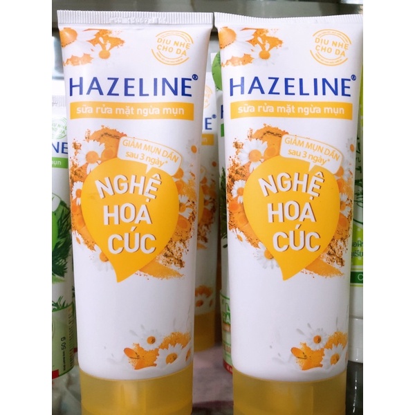 Sửa rửa mặt ngừa mụn Hazeline Nghệ hoa cúc/Matcha tràm trà
