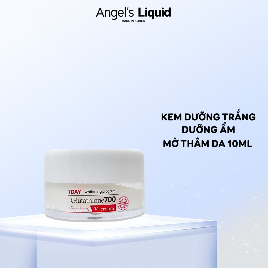 [Mini size] Kem dưỡng trắng, dưỡng ẩm, mờ thâm da Angel Liquid 7 Day Whitening Program Glutathione 700 V-Cream 10ml