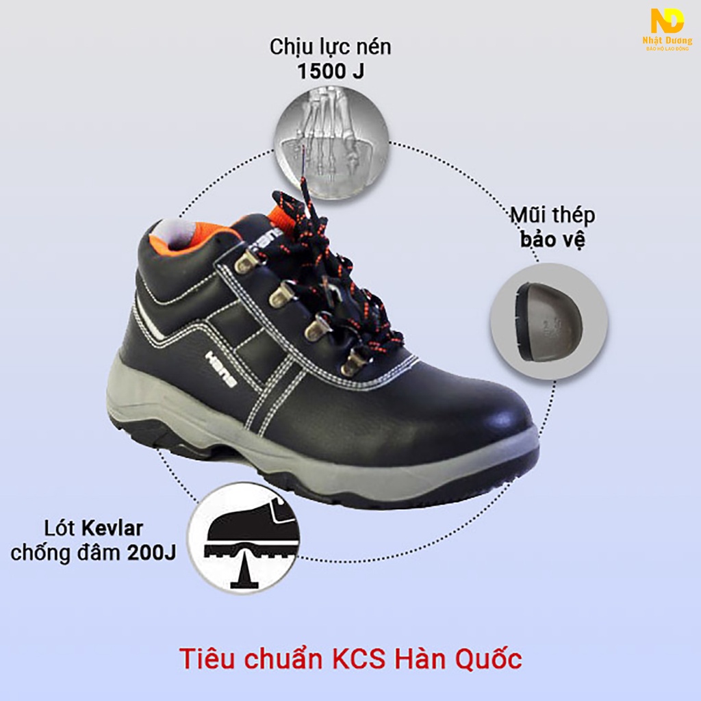 Giày bảo hộ lao động siêu nhẹ nam nữ cao cổ Hans HS55, Giày lao động hàn quốc chống đinh, chống trơn trượt, êm chân