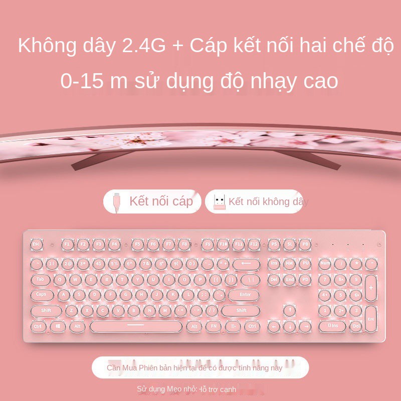 Bộ chuột và bàn phím cơ không dây Foregoer ba mảnh có thể sạc lại tai nghe laptop màu hồng | BigBuy360 - bigbuy360.vn