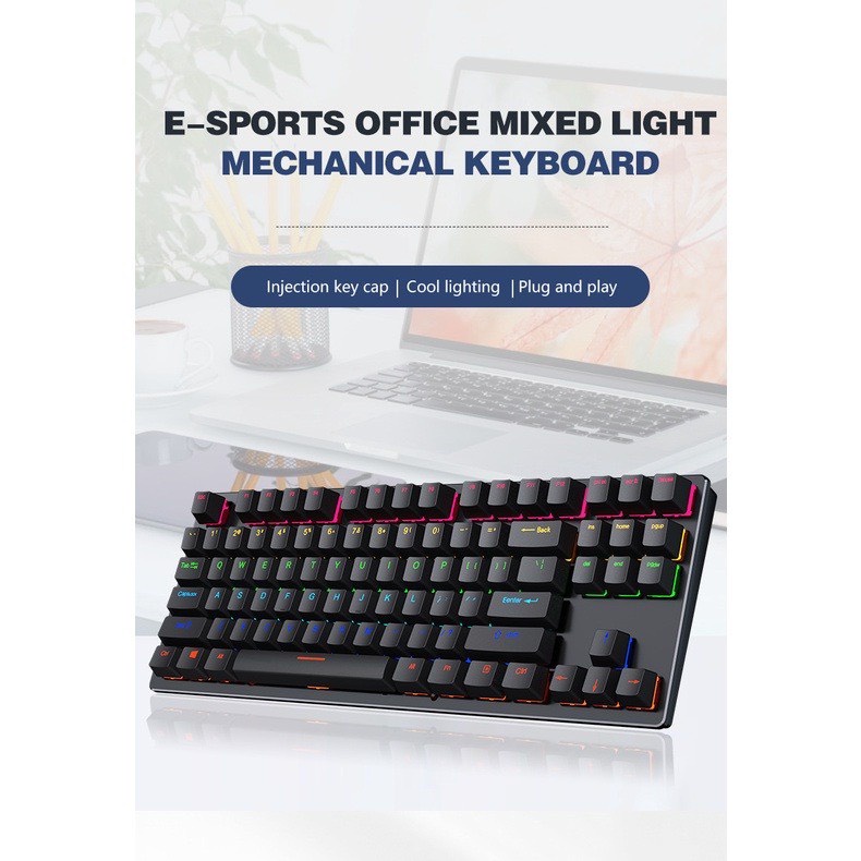 Bàn phím cơ Gaming Leaven K550 Blue Switch TKL 87 phím , LED Rainbow , chống nước
