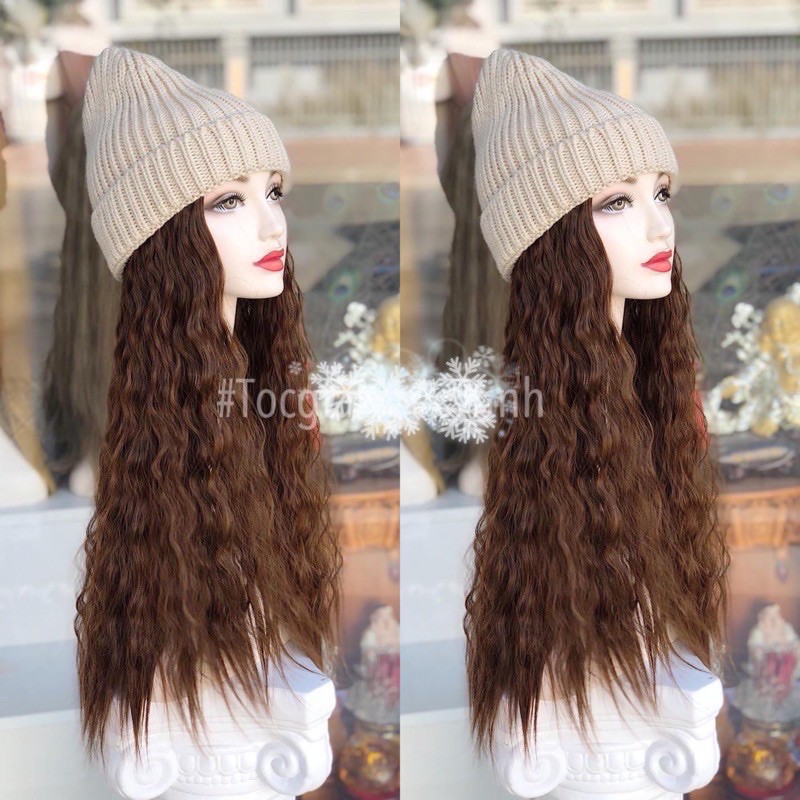 Mũ len xù❤️freeship 50k❤️ tóc mũ dính sẵn
