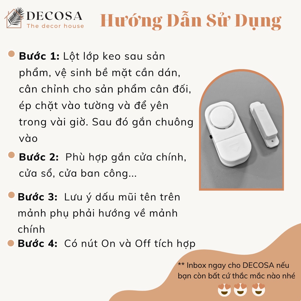 Chuông cảm biến thông minh cảnh báo cửa mở chống trộm DECOSA