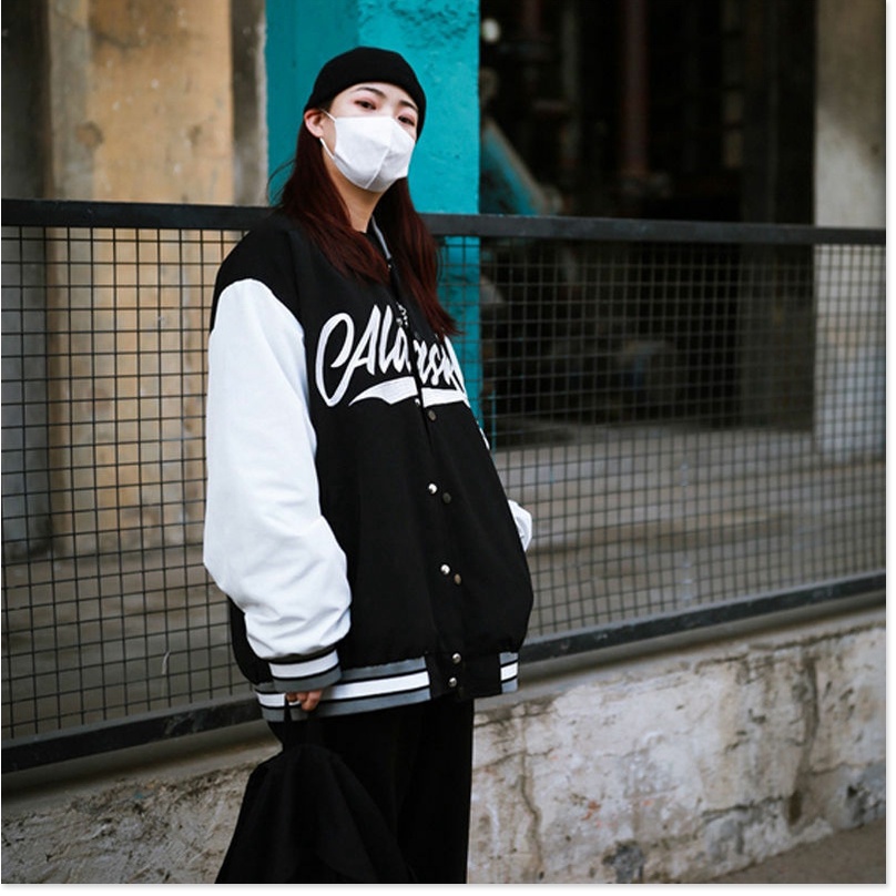 Aó khoác Bomber unisex phối tay chất dù 2 lớp dày mịn
