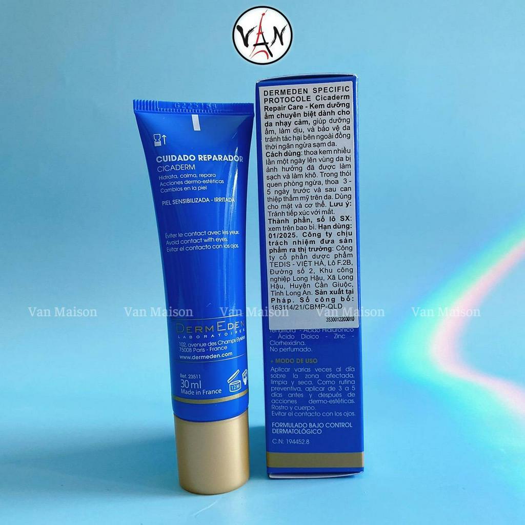 Kem dưỡng ẩm phục hồi da dermeden repair care trước và sau khi can thiệp thẩm mỹ 30ml