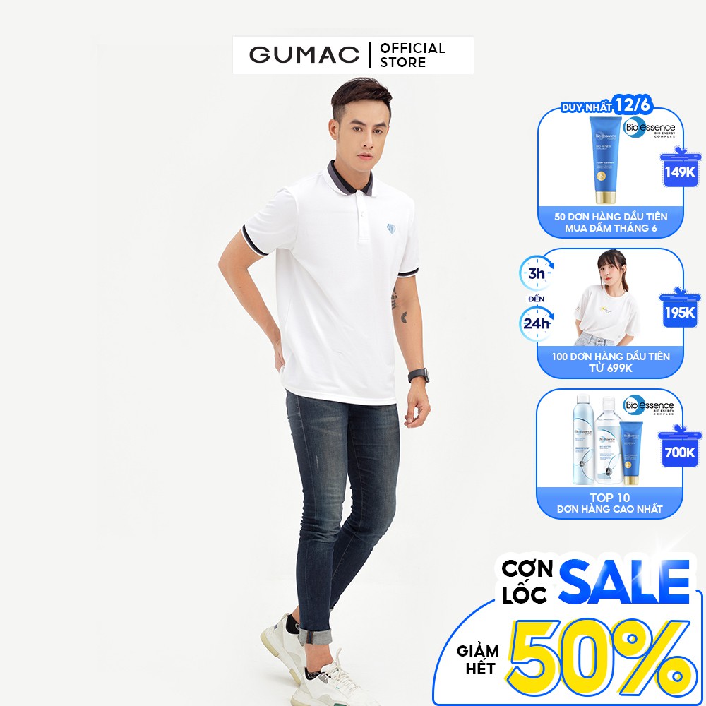 [Mã WABRGD12 giảm 10% đơn 250K] Áo thun polo nam thêu GUMAC ATNB5102