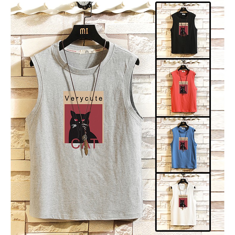 [Mẫu Mới] Áo Tanktop Nam Cổ Tròn Phối Họa Tiết Con Mèo In Chữ VERY CUTE Cá Tính Thời Trang Zenkonu TOP NAM 1000166 | BigBuy360 - bigbuy360.vn