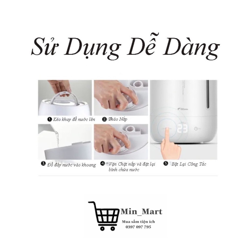 Máy Phun Sương Tạo Ẩm Cao Cấp Deerma F600 - Máy Tạo Ẩm Dung Tích 5 Lít, Công Suất Lớn, Bảo Hành Toàn Quốc