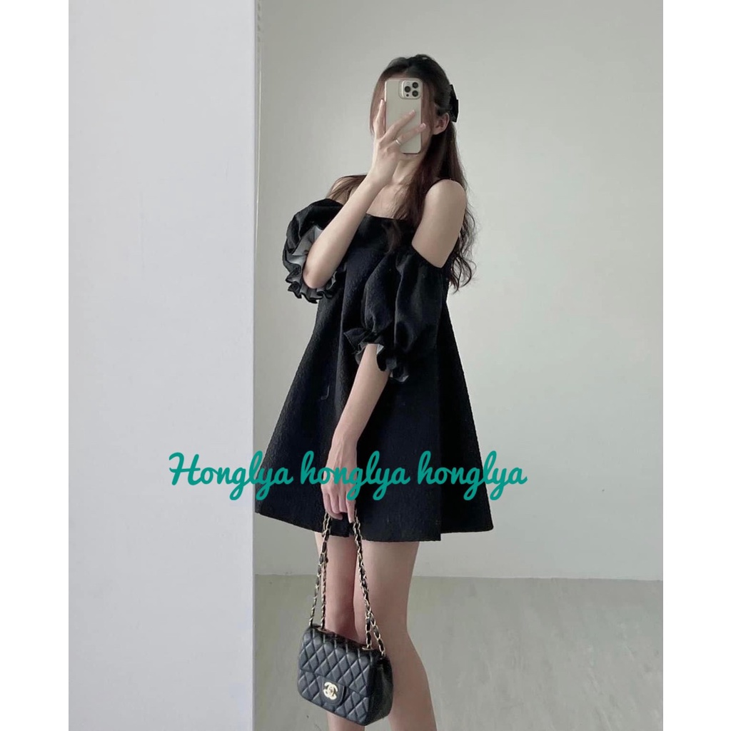 Đầm tiểu thư hai dây phần trễ vai có thể tháo rời