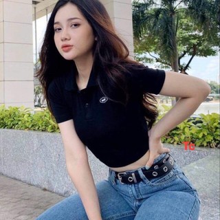 áo crt cổ bẻ thêu lô gô