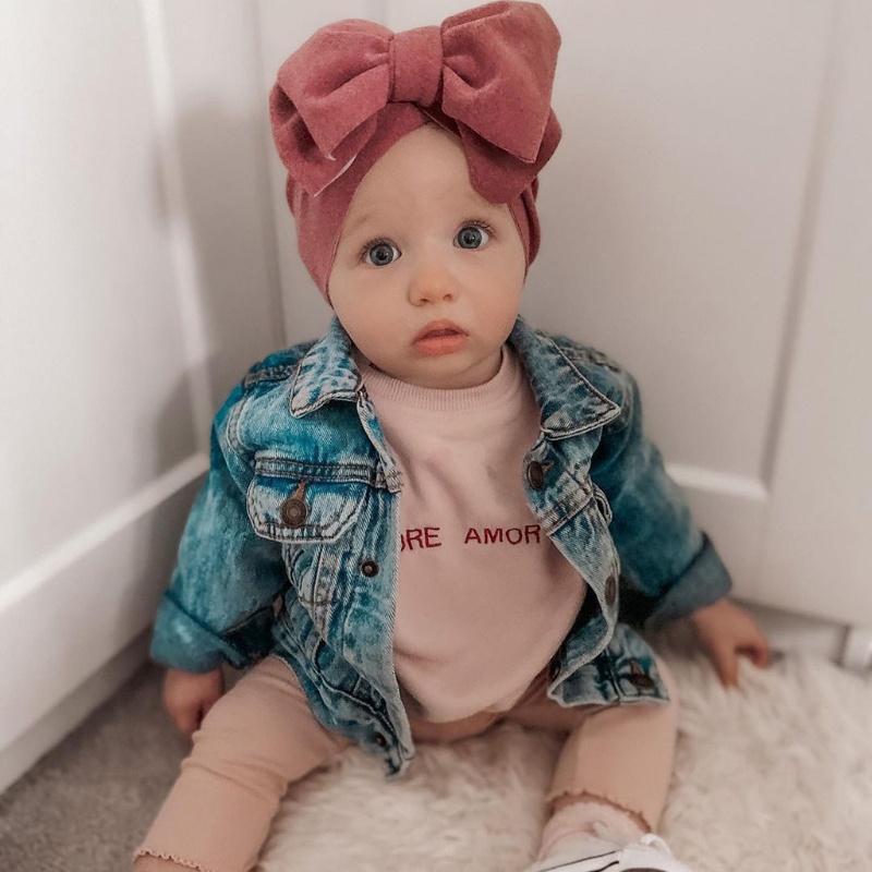 Mũ Trùm Đầu Kiểu Ấn Độ Có Thắt Nơ Bằng Vải Cotton Co Giãn Dễ Thương Cho Bé Sơ Sinh