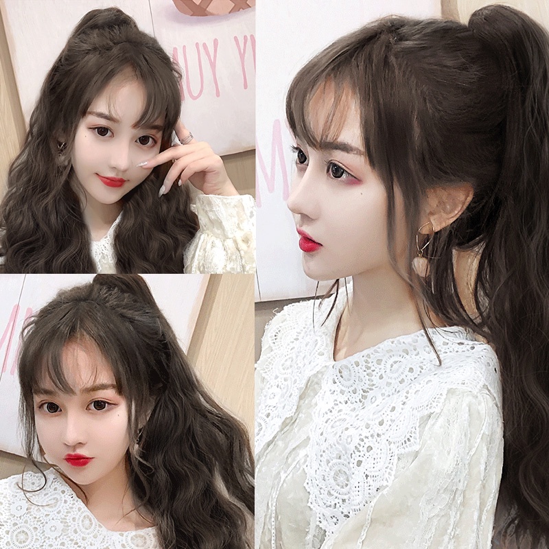 Tóc giả mái thưa giả Khami Beauty, sợi tơ, chịu nhiệt tốt