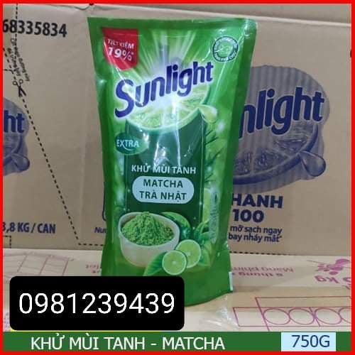 FREESHIP__Nước rửa chén Sunlight 750gr Chanh/Trắng thiên nhiên/matcha (Túi)