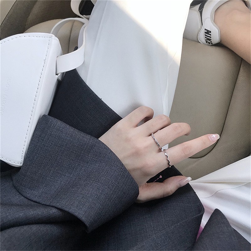 Nhẫn hở hình gợn sóng phong cách Nhật Hàn thời trang thanh lịch