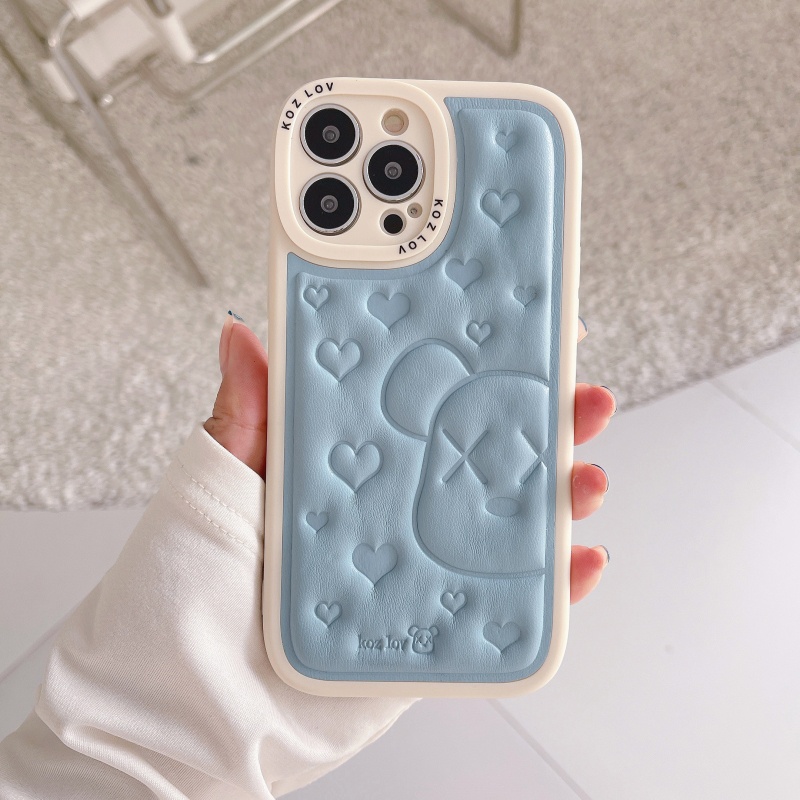 Ốp Điện Thoại Da Silicon Mềm Dập Nổi Hình Gấu Chống Sốc Thời Trang Cho iPhone 13 12 11 Pro Max XS XR X 8 7 Plus + SE 2020