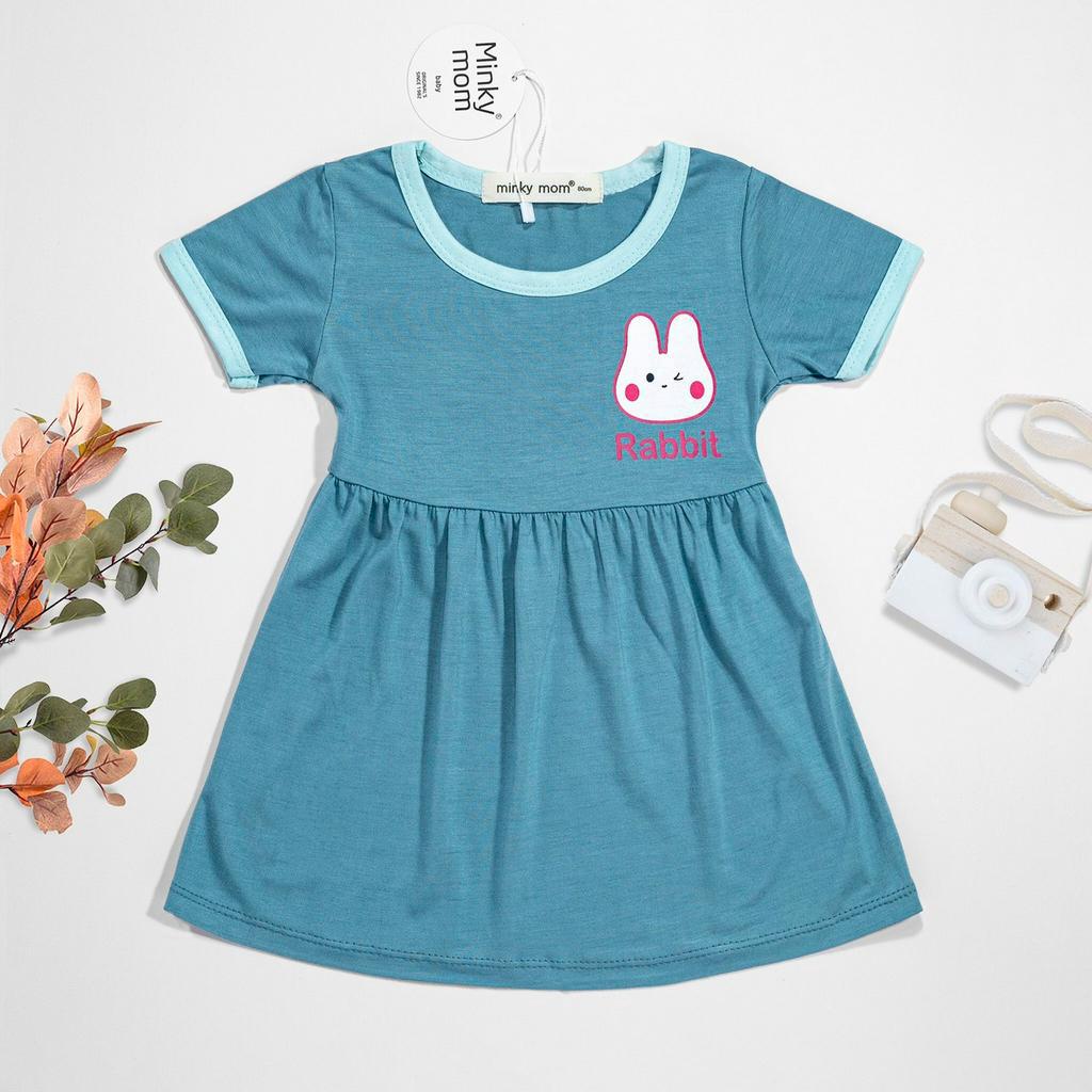 Váy/ đầm ngắn tay in hình thun lạnh mềm mịn mát cho bé gái từ 7-19kg