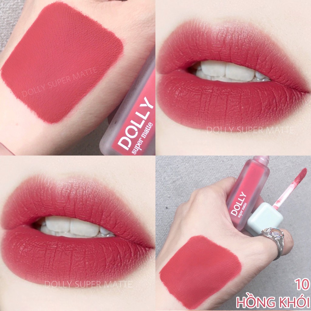 NEW 2021 [Hồng Khói 10] Son Kem Lì Dolly Super Matte Không Chì Màu Hồng Khói - Hồng Đất Tách Sét | BigBuy360 - bigbuy360.vn