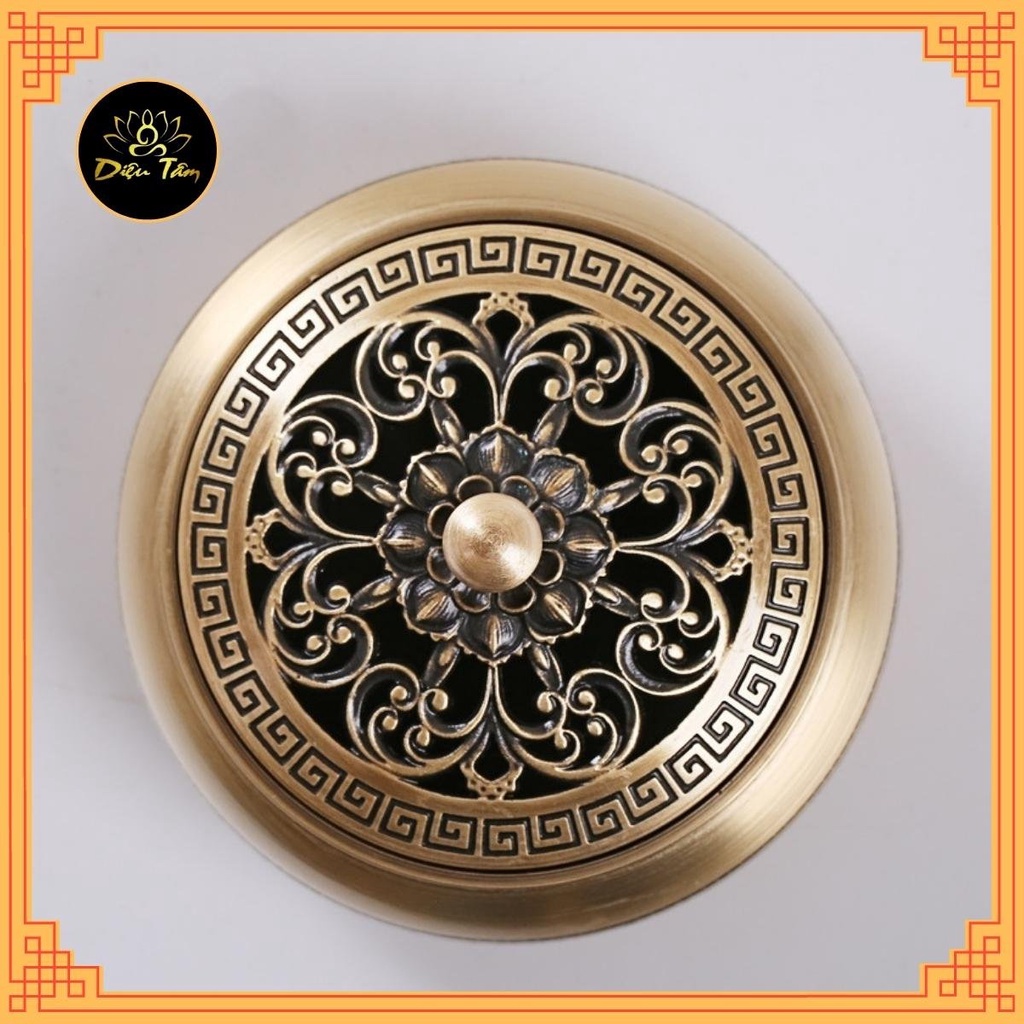 Lư đồng xông trầm đốt trầm khắc lục tự chân ngôn thay cho lư điện -  tặng hồ lô đồng và lót chống cháy