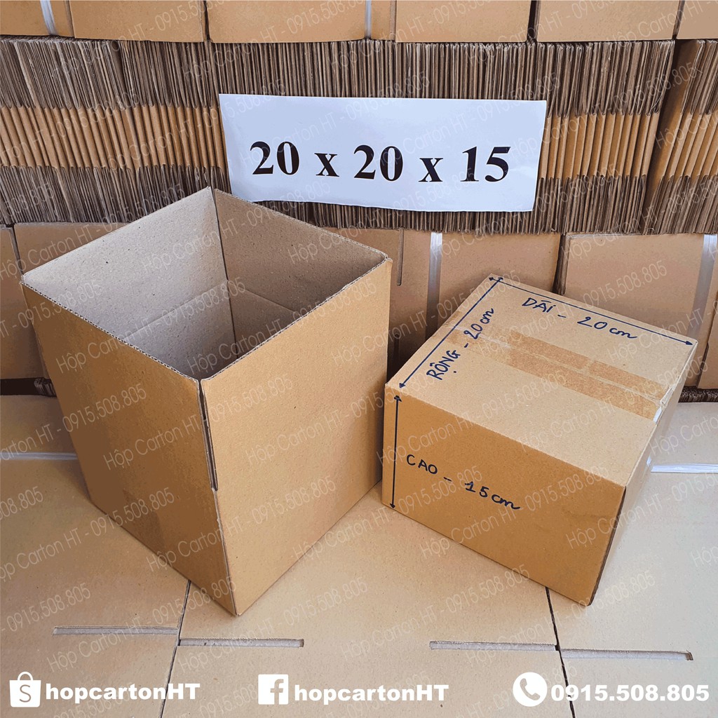 Hộp carton đóng hàng 20x20x15 đựng giày dép, phụ kiện đồ gia dụng giá rẻ - Hộp Carton HT