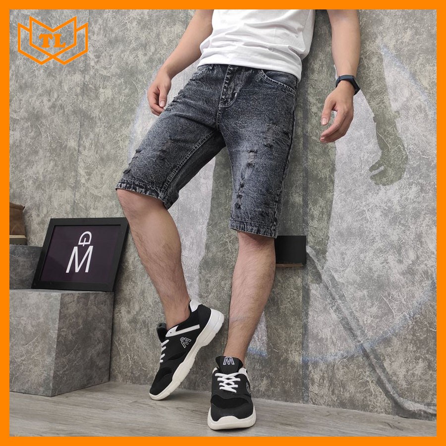 Quần short jean nam TL415 cào rách nhiều màu Shop Thành Long chuyên quần ngố nam
