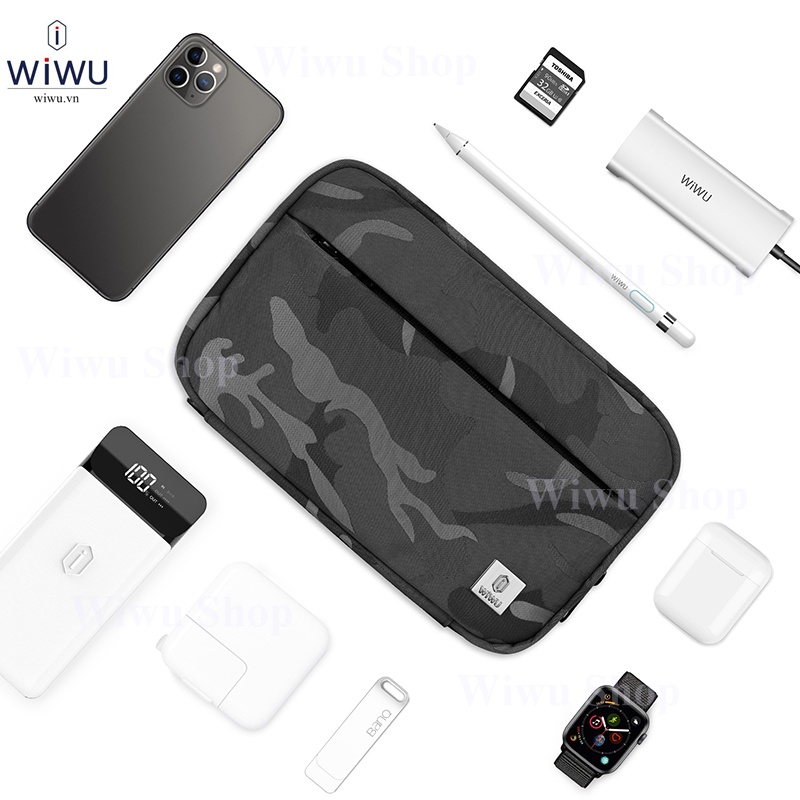 WiWU Camou Travel Pouch Acessories . Túi đựng Điện Thoại , phụ kiện sạc cáp , tai nghe cầm tay rằn ri chống nước mang đi