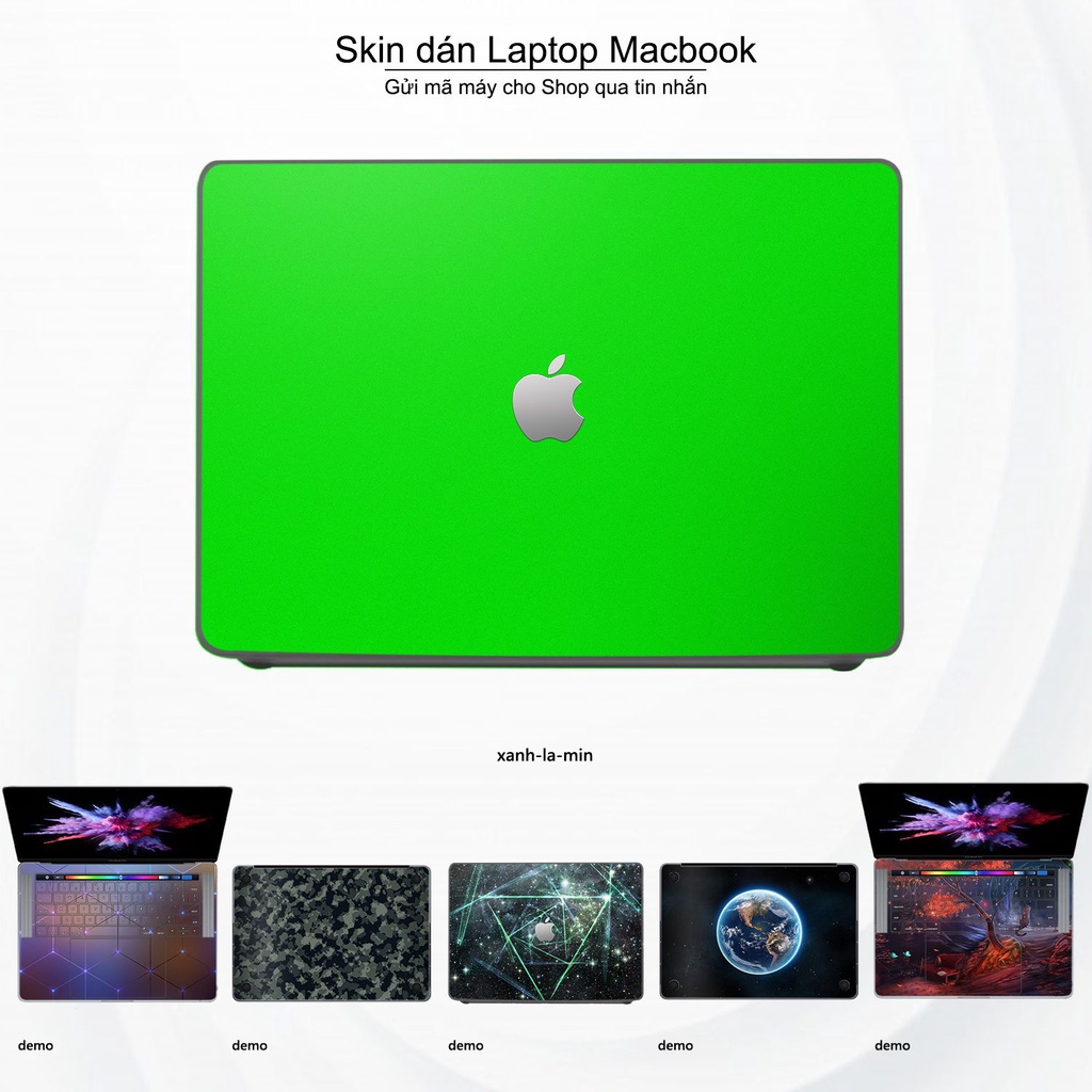 Skin dán Macbook mẫu Aluminum Chrome xanh lá mịn (đã cắt sẵn, inbox mã máy cho shop)