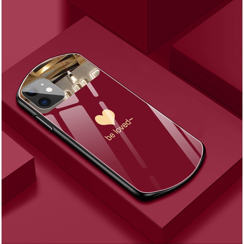 Ốp Điện Thoại Tráng Gương In Logo Trái Tim Sang Trọng Cho iPhone 13 12 11 Pro Max XS Max X 8 7 Plus