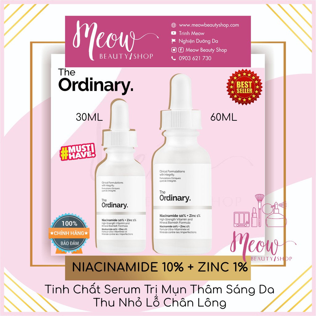 [Mã COS1904 giảm 8% đơn 300K] The Ordinary - Tinh Chất The Ordinary Niacinamide 10% + Zinc 1% Serum (30ml-60ml)