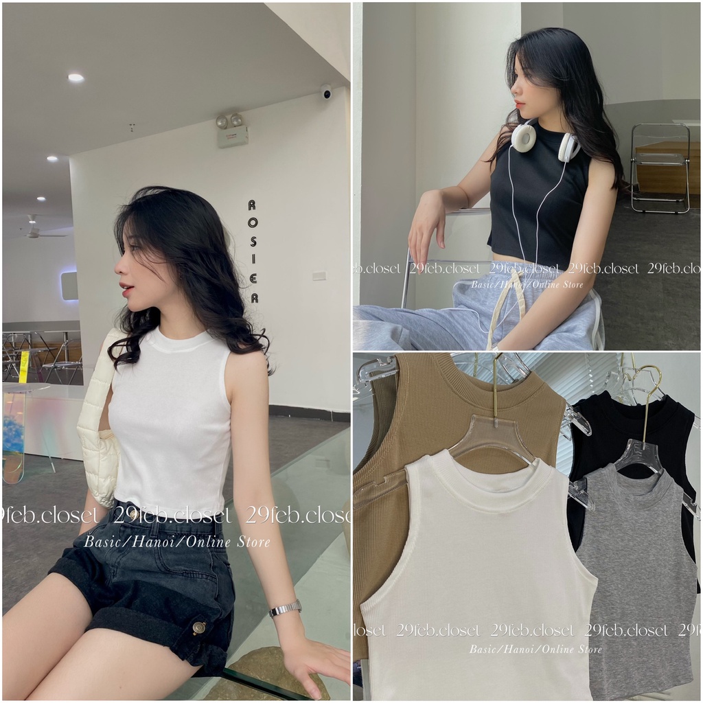 [Ảnh thật/Video] Áo ba lỗ thun tăm co giãn - 29feb.closet - A89