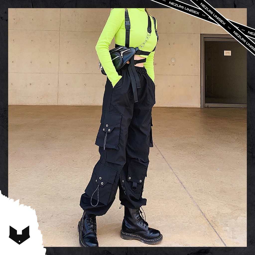 Quần jogger boxpant nhiều túi hộp ống suông nam nữ, quần nhảy hiphop phong cách Châu Âu