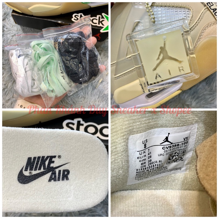 Giày jordan 4 off white jd kem đế khí tăng chiều cao