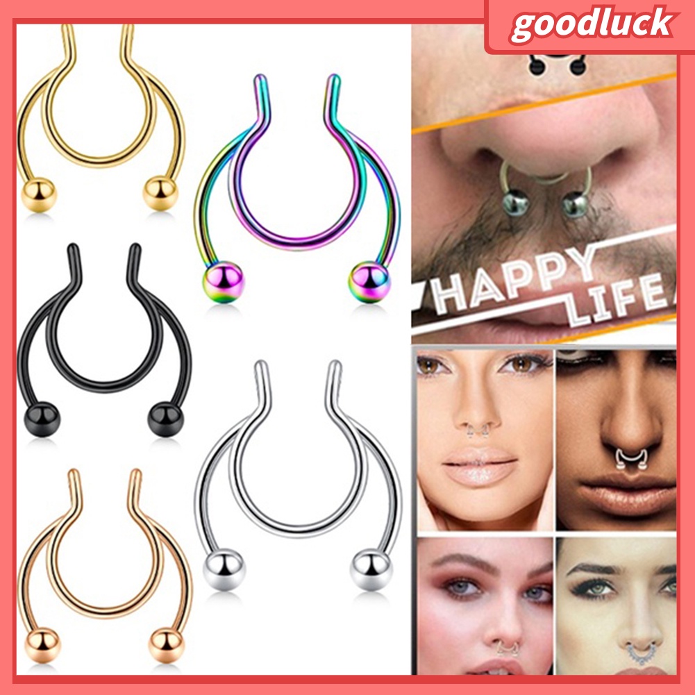 Unisex Thời trang Thép không gỉ Xỏ Mũi Kẹp Vòng Phụ kiện Đồ trang sức