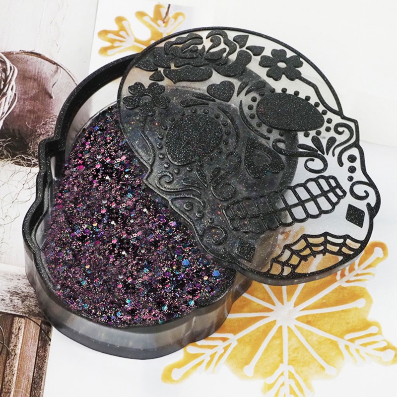 1 Bộ Khuôn Silicone Làm Hộp Đựng Trang Sức Hình Đầu Lâu Halloween