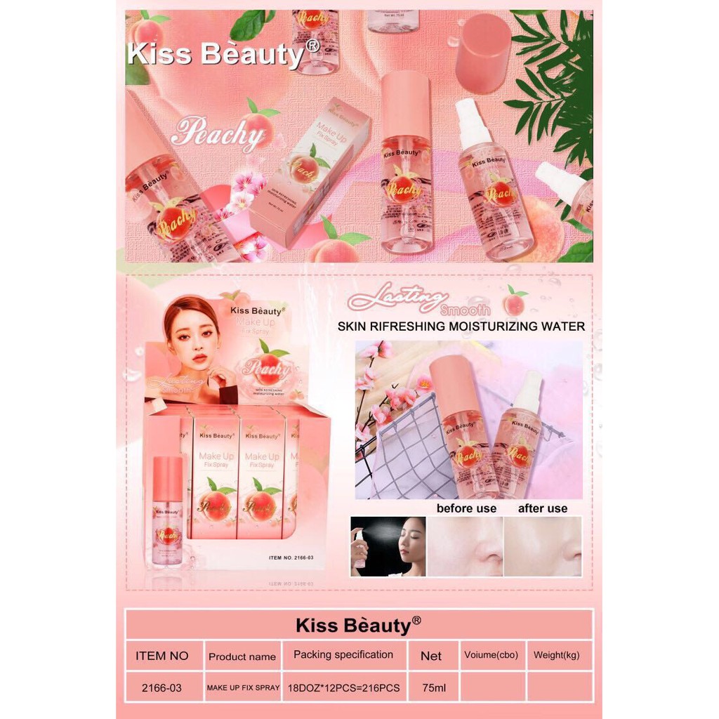 Xịt khoáng Kiss Beauty  đào 75ml G424 | BigBuy360 - bigbuy360.vn