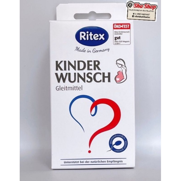 1 ống Gel Ritex Kinderwunsch Đức hỗ trợ thụ thai (bán lẻ 1 ống hoặc hộp)