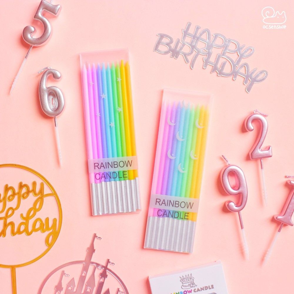 Set nến thẳng Rainbow Happy Birthday