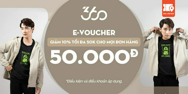 E-Voucher 360 Boutique giảm 10% tối đa 50.000đ cho mọi đơn hàng
