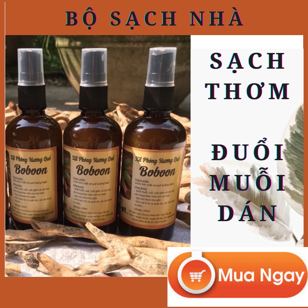 Xịt phòng quế BoBoon 100% từ tinh dầu vỏ quế thơm phòng, đuổi muỗi, đuổi ruồi giấm,đuổi kiến, đuổi côn trùng