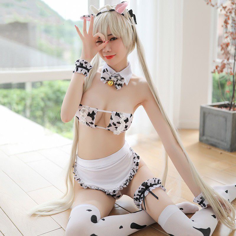 Cosplay bò sữa Tân Sửu sexy - bộ đồ lót nội y kèm tạp dề đầy đủ phụ kiện