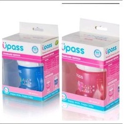 Bình tập uống nước đầu hút mềm Upass có tay cầm cho bé 180ML