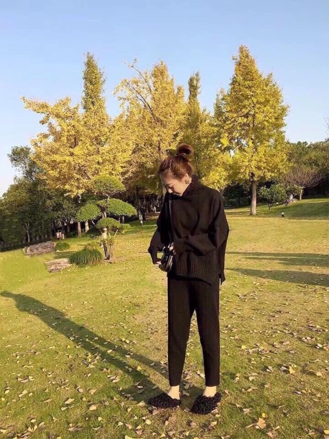 (ảnh thật +video) quần baggy dạ nữ cạp cúc chun lưng | BigBuy360 - bigbuy360.vn