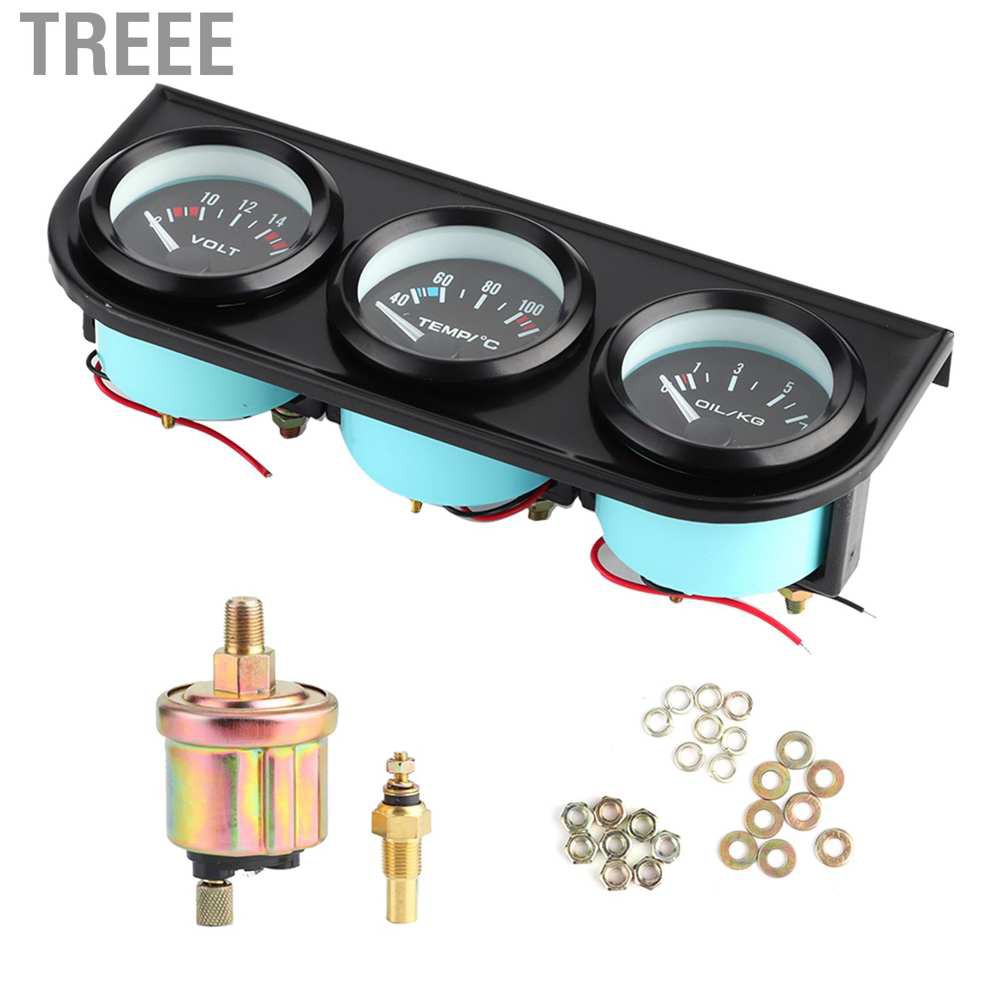 Bộ Đồng Hồ Đo Áp Suất Dầu Treee 1 / 8in Npt 52mm / 2in 3 Trong 1 8 16v 40 120 ° C