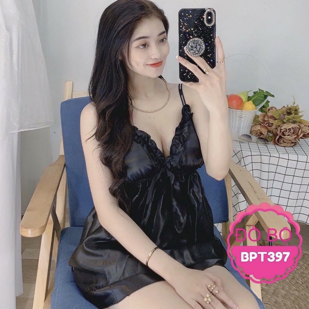 Đồ ngủ sexy nữ🍀 FREE SHIP 🍀  Đồ ngủ lụa phi có mút ngực 2 dây hở lưng, mịn mịn, quyến rủ, TTK_DN3 | BigBuy360 - bigbuy360.vn