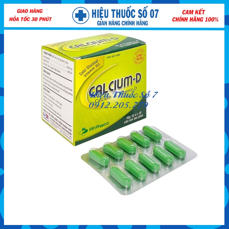 Calcium-D Bổ sung Calci và Vitamin D3 cho cơ thể, hỗ trợ xương và răng chắc khỏe vỉ 10 viên