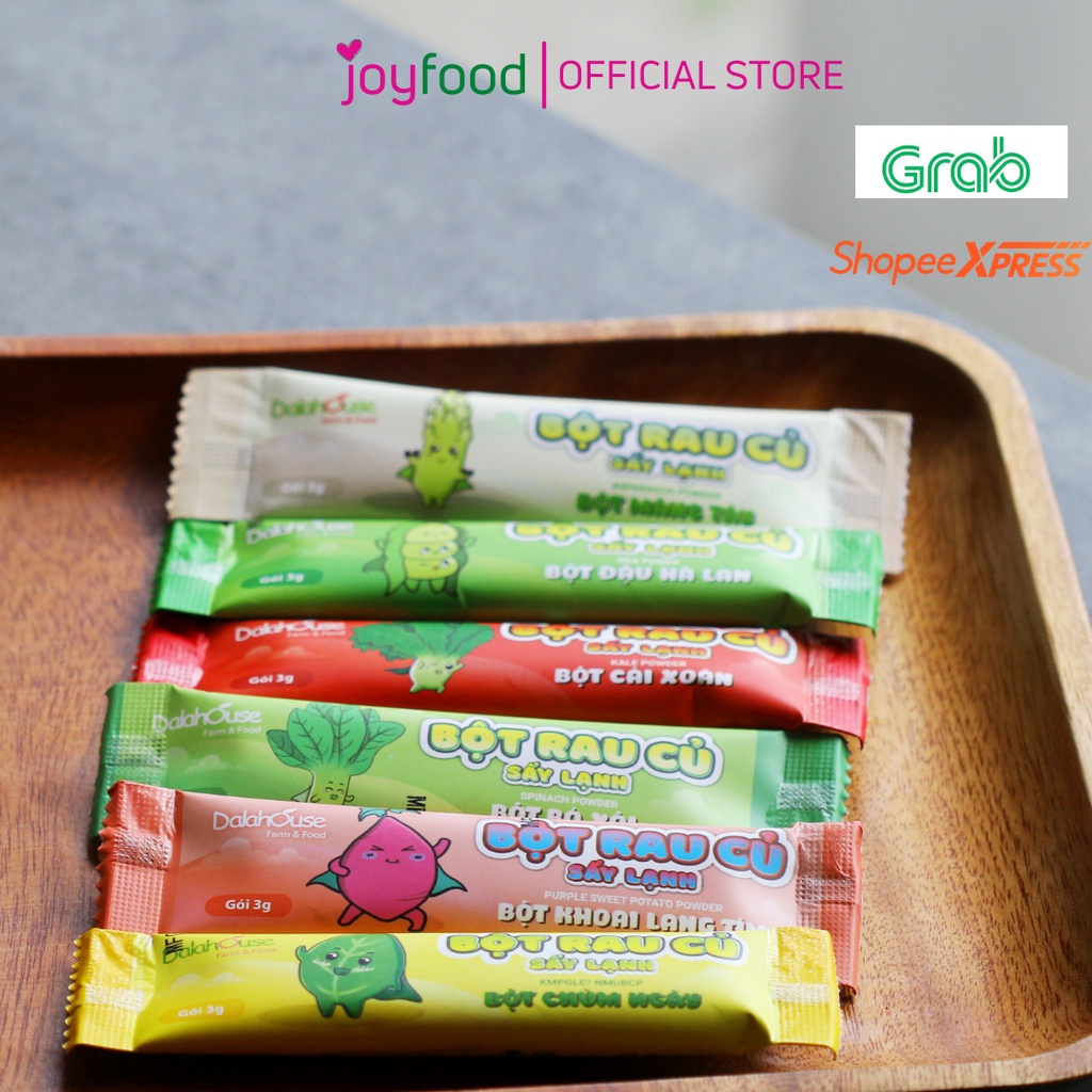 Bột Rau Củ Sấy Lạnh Cho Bé Ăn Dặm Combo Dalahouse Hộp 21 Gói 3gr, Tặng Khăn Yếm Dễ Thương